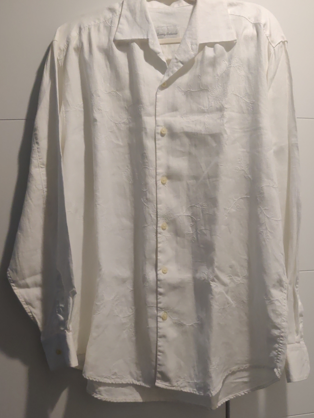 Tommy Bahama Mens L White Linen Long-Sleeve Button Shirt
